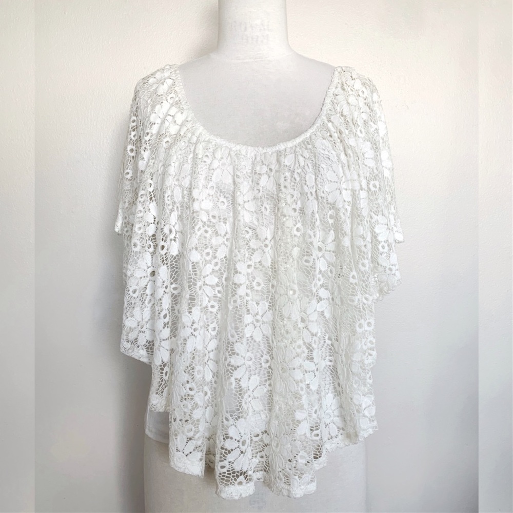Floral Lace Peasant Top NEW